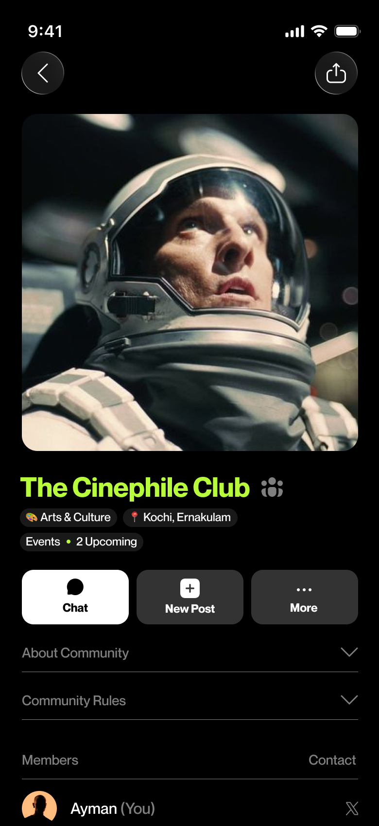 Final joined community details interface.
